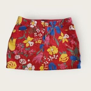 Vintage Y2k Tommy Hilfiger red tropical floral print retro mini skirt